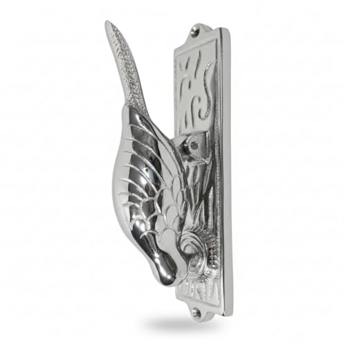 Fenzo Woodpecker Door Knocker Handcrafted Antique Style Aluminum Front Door Knocker Vintage Bird Design Rustic Outdoor Home Décor Loud Knock Easy to Install for Porches & Entryways (Silver)