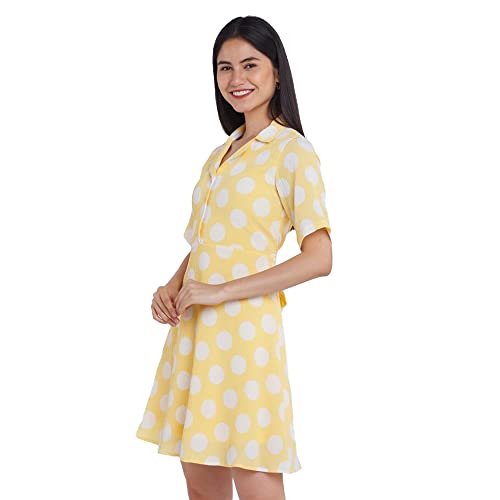 Image of Zink London Women's Yellow A-Line Short Dress