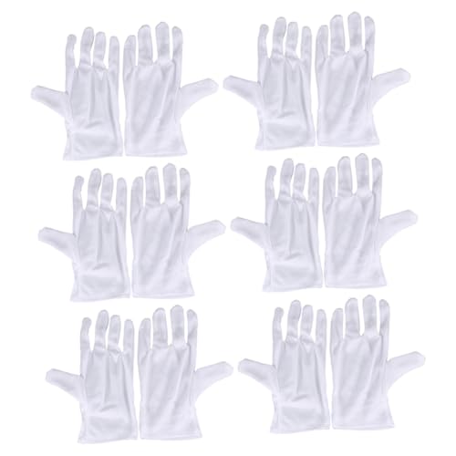 IWOWHERO 12 Pairs White Lace Moisturizing Work Gloves Etiquette Gloves for Jewelry Store
