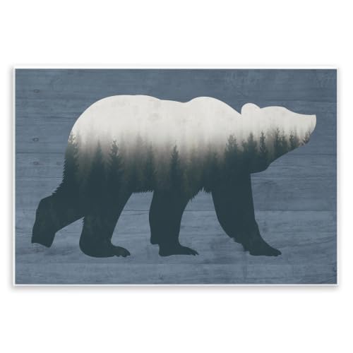 Rustic Woodland Bear Silhouette, 10 x 15 Inch Mounted Print on Wall Plaque