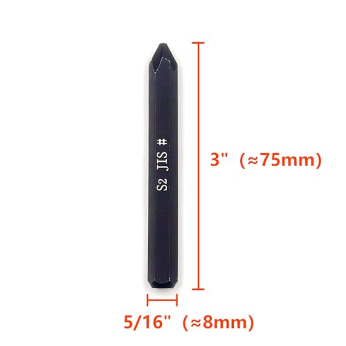 JIS B4633 Impact schroevendraaier bits voor handmatige slagschroevendraaier, 5/16 inch zeskantschacht, S2 gelegeerd staal, 75 mm lang - ideaal voor Japanse auto- en motorreparaties - Afbeelding 4