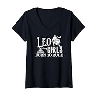Womens Zodiac Birthday Leo TShirt for Women Leo Girls Shirt V-Neck T-Shirt