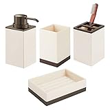 mDesign 4er-Set Badzubehör - Zahnbürstenhalterung, Seifenspender, Seifenschale und Becher im...