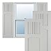 Ekena Millwork 15"W x 46"H True Fit PVC San Miguel Mission Style Fixed Mount Shutters, Hailstorm Gray (Per Pair - Hardware Not Included)
