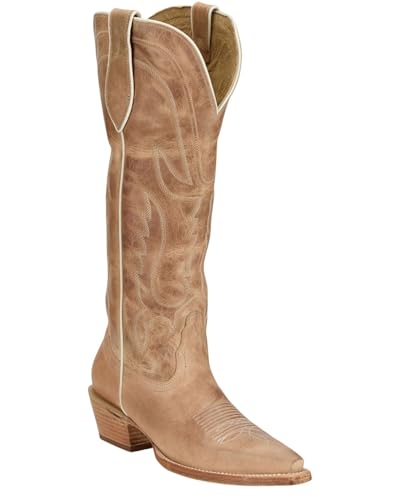 Tony Lama Women's Derby Jess Tall Western Boot Snip Toe - DR4250 6 M US Ivory