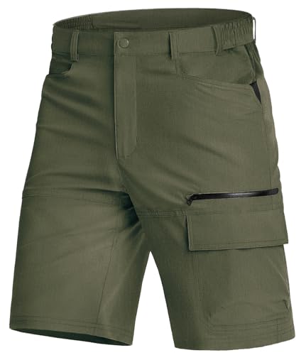 KEFITEVD Men Shorts Casual Lightweight Summer Zip Pocket Short Cargo Combat Quick Dry Waterproof Running Shorts,Army Green,36