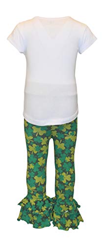 Image of Unique Baby 2 Piece Girls Double Ruffle Leggings Outfit with Short Sleeve Shirt Kid and Toddler Clothes Set