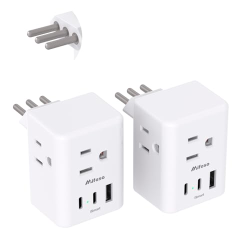 Italy Travel Plug Adapter, Italy Travel Essentials, Type L Adapter for Italy, San Marino, Vatican City, European Plug Adapter with 3 Electrical Outlets and 3 USB Charger Ports