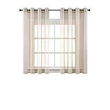 CUTEWIND Gardinen mit Ösen Vorhänge Wohnzimmer Halbtransparente Vorhang aus Voile Polyester Ösenschal Transparent Wohnzimmer Gardine für Schlafzimmer 140 X 145 cm B x H 2 Stücke Beige