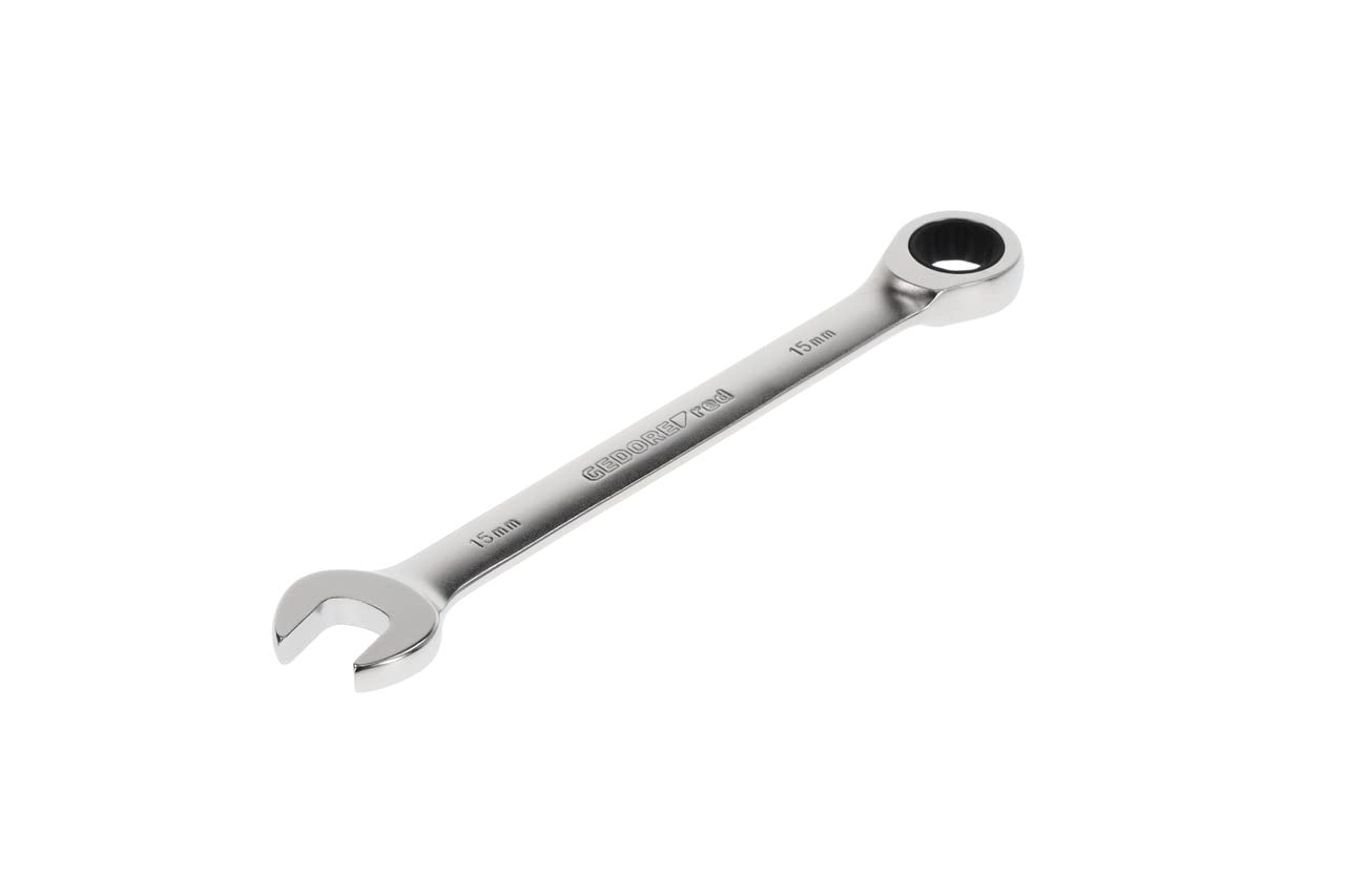 Gedore Red Red Gedore Combination Ratchet Spanner, With Ratchet, Af 15 Mm, Flat, Bi-Hex, Spanner, R07100150