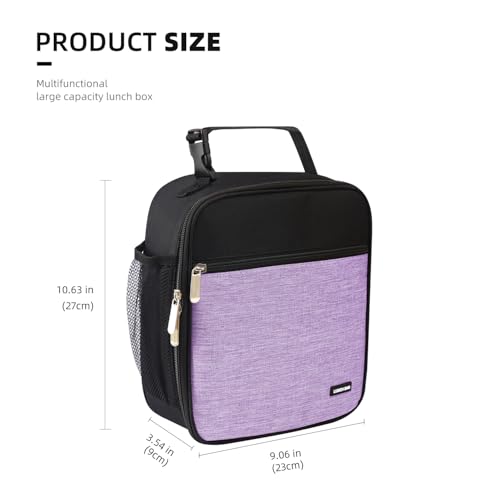 Lovoeo Lunch box Lunch bag for men women Insulated Lunchbox Lunch bags for Work Picnic Travel (Thicken light purple)