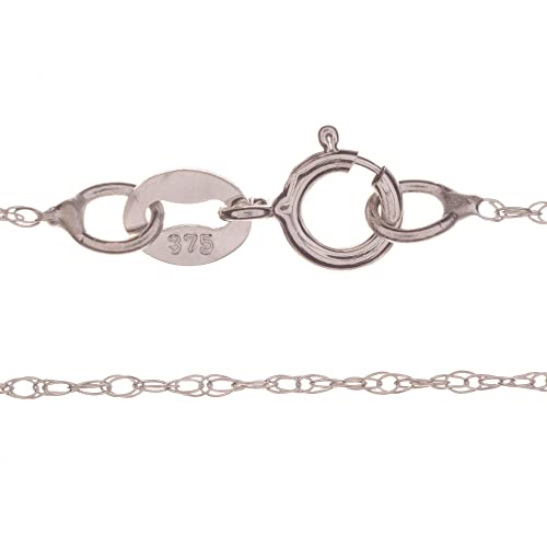 Markylis - 9ct White Gold Fine Twisted Prince of Wales Rope Link Chain Necklace for Women and Ladies - 0.8mm - 22 Inch