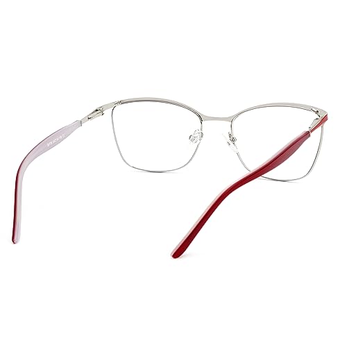 Image of Zeelool Chic Browline Glasses Women's Metal Eyewear Rectangle Blue Light Blocking Eyeglasses Computer Glasses ZGM232227