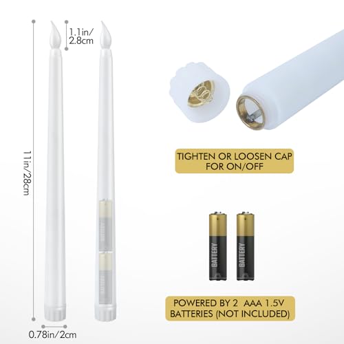 Image of 72pcs Flameless Flickering LED Taper Candles Bulk Battery Operated Candles for Christmas Halloween Birthday Wedding Party, (Ivory, 11 inch, 72pcs)