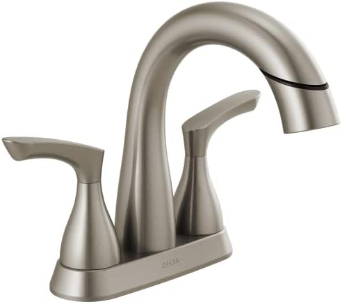 Delta 25765LF-SPPD Broadmoor 4 in. Centerset 2-Handle Pull-Down Spout Bathroom Faucet in SpotShield Brushed Nickel