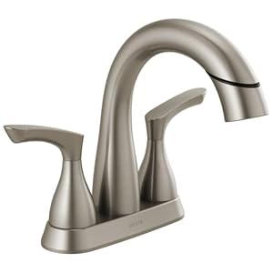 Delta Faucet Broadmoor Pull Down Bathroom Faucet Brushed Nickel, Bathroom Faucet, Bathroom Sink Faucet with Pull Down Sprayer, Centerset Bathroom Faucet with Magnetic Docking, Stainless 25765LF-SSPD