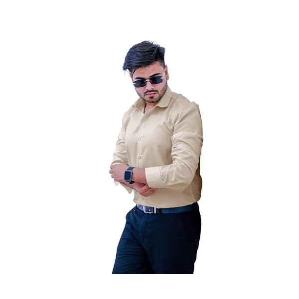 Sparrow Outfit Men’s Pure Cotton Regular Fit Shirt | Casual Wear Formal Shirts for Men and Boys | Spread Collar Long Sleeve Button Down Shirt for Office Parties Special Occasions (Light Yellow)