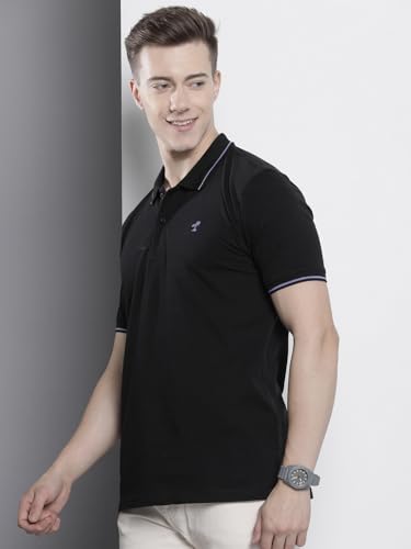 Image of The Indian Garage Co Men Slim Fit Solid Polo Neck Half Sleeves Tshirt