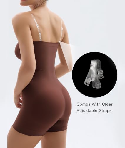 Image of SHAPERX Strapless Shortie Bodysuit for Women Tummy Control Shapewear Seamless Sculpt Body Shaper with Removable Straps