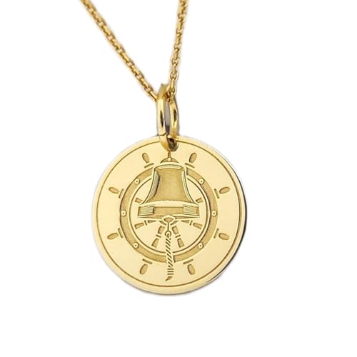 Collier pendentif pièce gravée gouvernail LKBEADS chaîne argent plaqué or bijou unisexe