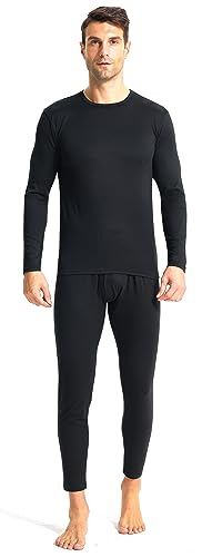 Mens Thermal Underwear Set Winter Layer Long Sleeve Top Long Johns for Men Thermals Warm Baselayer with Fleece Lined