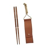 FIXOSHEE Palillos Plegables de Madera Maciza con Bolsa de Almacenamiento Cubiertos Reutilizables para Acampar Picnic y Senderismo Utensilios Portátiles Resistentes y Fáciles de Transportar