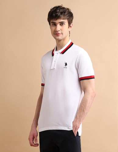 Image of U.S. Polo ASSN. Solid Slim Fit Polo T Shirts for Men - 100% Cotton, Half Sleeves Mens Tshirt