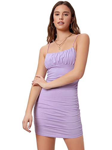 Image of Verdusa Women's Ruched Bust Spaghetti Strap Mini Cami Bodycon Short Dress