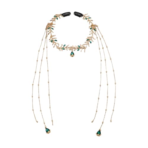 Luxury Crystal Embellished Chain, Fringe Headpiece Adjustable for Weddings and Celebrations Gold Rhinestones Head Chain