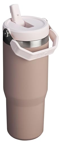 Image of Stanley IceFlow Flip Straw Tumbler with Handle 30 oz | Twist On Lid and Flip Up Straw | Leak Resistant Water Bottle | Insulated Stainless Steel |BPA-Free | Almond Rose