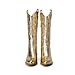 FVEPOMM Women's Embroidered Western Cowboy Boots Mid Tube Pointed Toe Chunky Heel Shiny Vintage Fashion Gold Boots