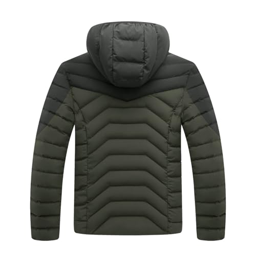 Image of Men's Lightweight Quilted Puffer Jacket with Hood Water-Repellent Windproof Cotton Coat
