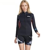 Layatone Wetsuit Top Women, 3mm Wetsuits Jacket Long Sleeve Neoprene Tops for Water Aerobics Diving Surfing Swimming (XX-Large)