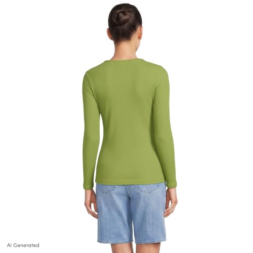 Image of Lands' End Women's Cotton Rib Knit T-Shirt