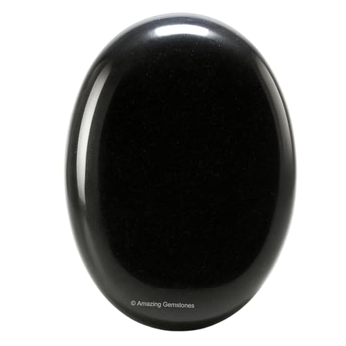 Image of Amazing Gemstone Black Obsidian Crystals and Healing Stones - Large Palm Stone Crystals Piedra - Crystal for Good Luck, Balanced Positive Energy, Meditation - Unique Stocking Stuffers & Birthday Gift