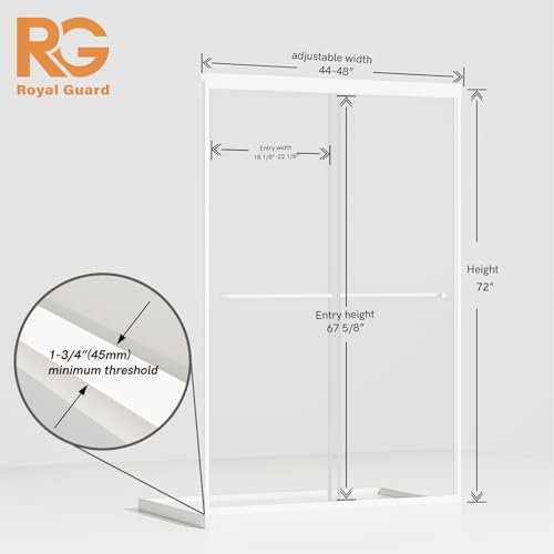 Image of Royal Guard Double Sliding Shower Door,44-48 inch W x 72 inch H,Matte White