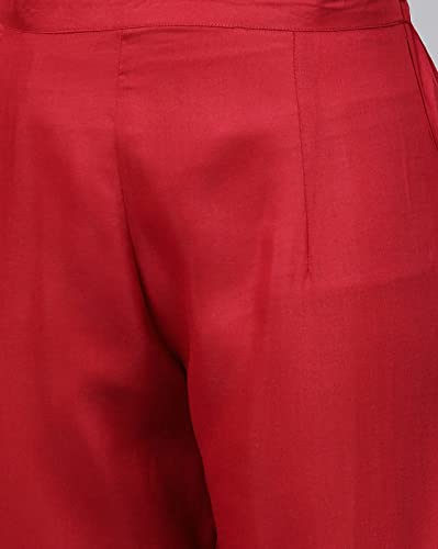Image of INDO ERA Women's Pure Cotton Solid Straight Kurta with Pant & Dupatta Set (IE26KD4GN1883)