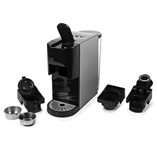 Princess 01.249450.01.001 Caffettiera Multifunzione, Compatibile con capsule Nespresso,Dolce Gusto,cialde ESE e caffè macinato, 19 bar, Nero e argento, 800 ml