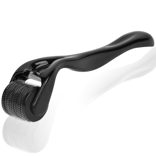 LOPHE Bartroller 0.5mm, Derma-Roller für Männer, Bartroller Bartwuchs, Micro needle Roller zur Haut- und Haarpflege Für Mann & Frau (Schwarz)