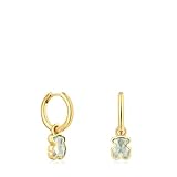 TOUS Pendientes aro con baño de oro 18 kt sobre plata y zafiro verde mint creado en laboratorio, Para Mujer, Colección Icon Color LGG