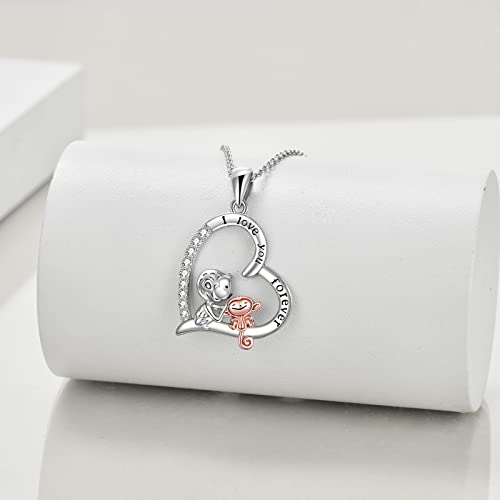 ONEFINITY Monkey Necklace Sterling Silver Monkey Pendant Gifts for Women Mothers Day Birthday Gifts for Mother Daughter Wife - Image 4