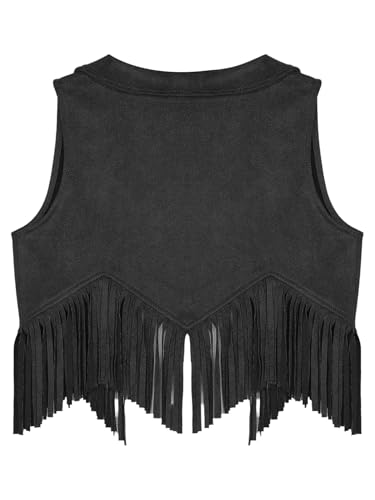 Choomomo Kids Girls Western Cowgirl Vest Fringe Tassel Dressy Waistcoat Lapel Sleeveless Jacket Tops4