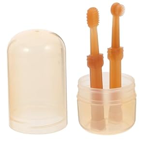 Mcnznjonv Silikon-Haustierzahnbürste Doppelkopf Orange