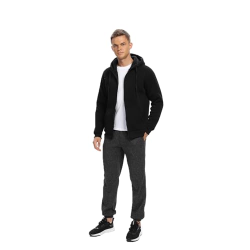 Image of Hoodies for Men,Zip Up Fleece Sherpa Lined Jackets Ultra Soft hooded Sweatshirt with Pockets