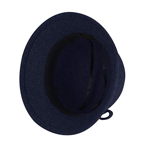 XGOPTS Women Winter Wool Bucket Hat Felt Cloche Bowler Hat Church Derby Hat Outdoor Navy Blue