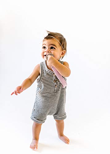 Image of Copper Pearl Premium Knit Pacifier Clips 3-Pack: Stylish Stainless Steel Holders for Baby Girls and Boys - Prevents Floor Drops - Bloom Design