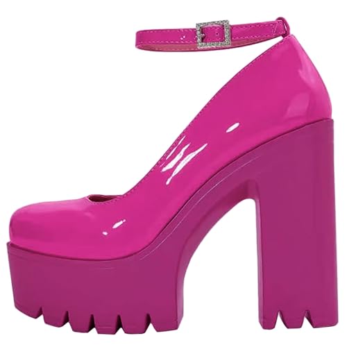 Image of Ulalaza Women Mary Jane Dress Pumps Lolita Shoes Cute Platform Gothic Double Ankle Strap Round Toe Chunky Heel Uniform Pumps Shoes Perfect for School Party Business Work Dance Date Night Club