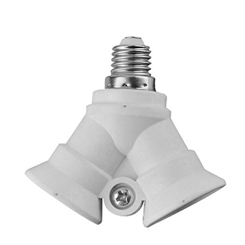 Preisvergleich Produktbild happyhouse009 Premium Glühbirnenhalter Adapter, professionelle Glühbirnenfassung, 2 in 1 Splitter E27 auf 2 E14 LED Lampen Adapter Konverter Lampenfassung Sockel, Weiß