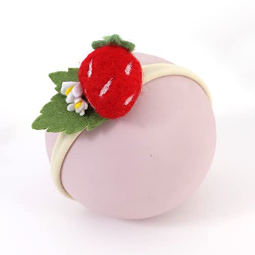 Strawberry Hairband - Felt Strawberry Headband for Baby Girls, 1st Birthday Decorations, Baby Headband for New Born Shooting3