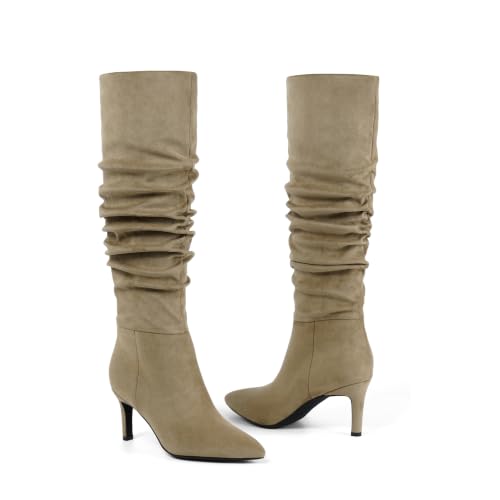 Image of Easyfox Knee High Boots Women Pointed Toe Stiletto Heel Tall Boots